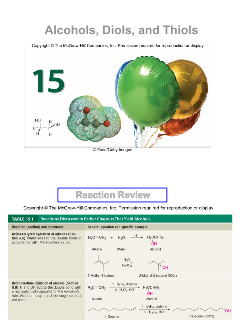 Reactions and Properties of Alcohols and Thiols | PDF | Ester ...