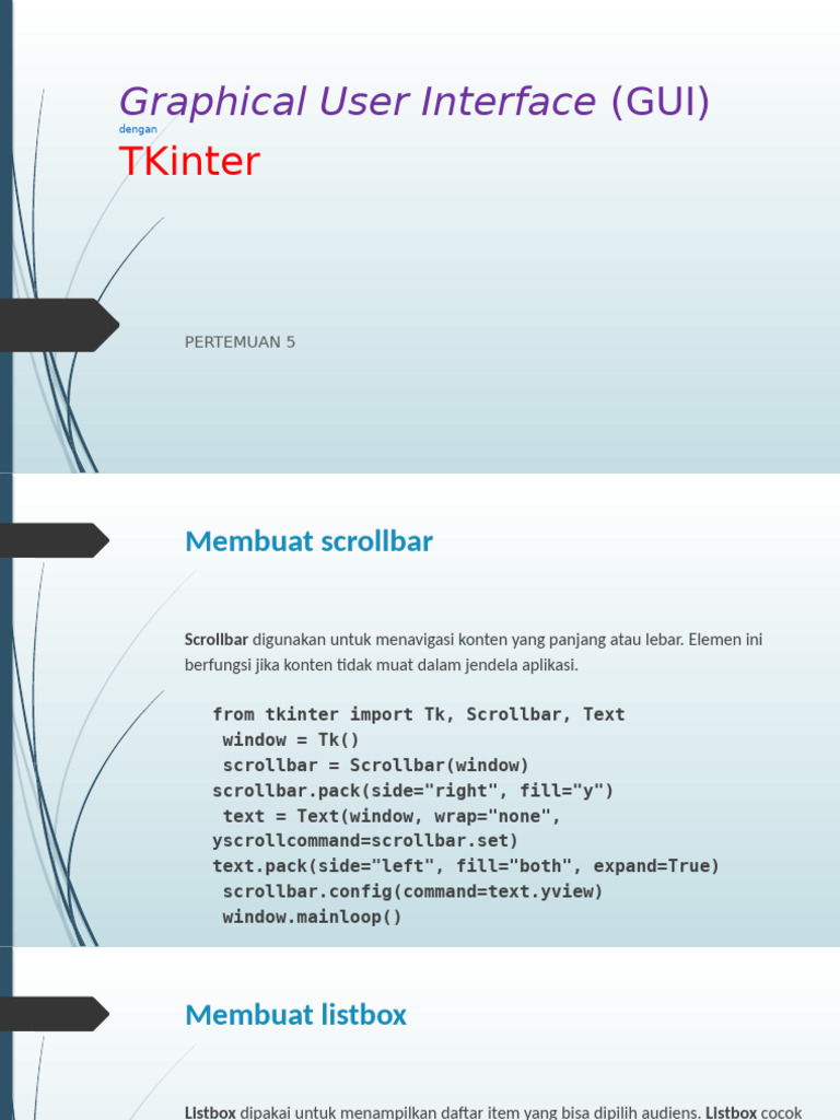 Komponen Utama GUI dengan Tkinter | PDF