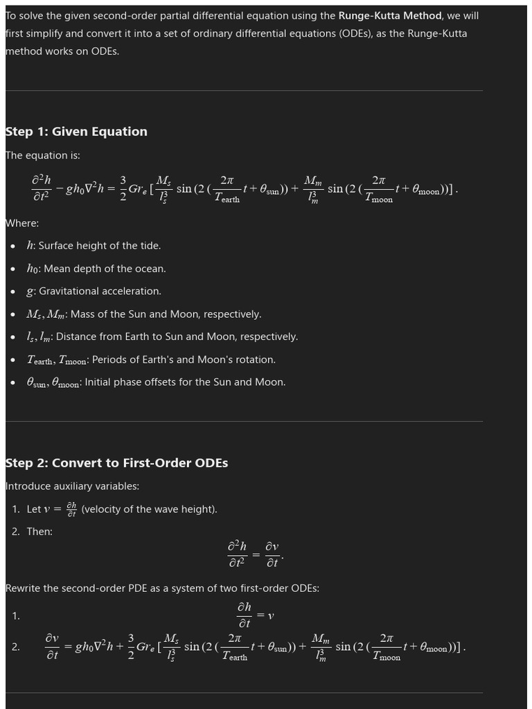 Tidal Modeling Derivation | PDF | Differential Equations | Ordinary ...