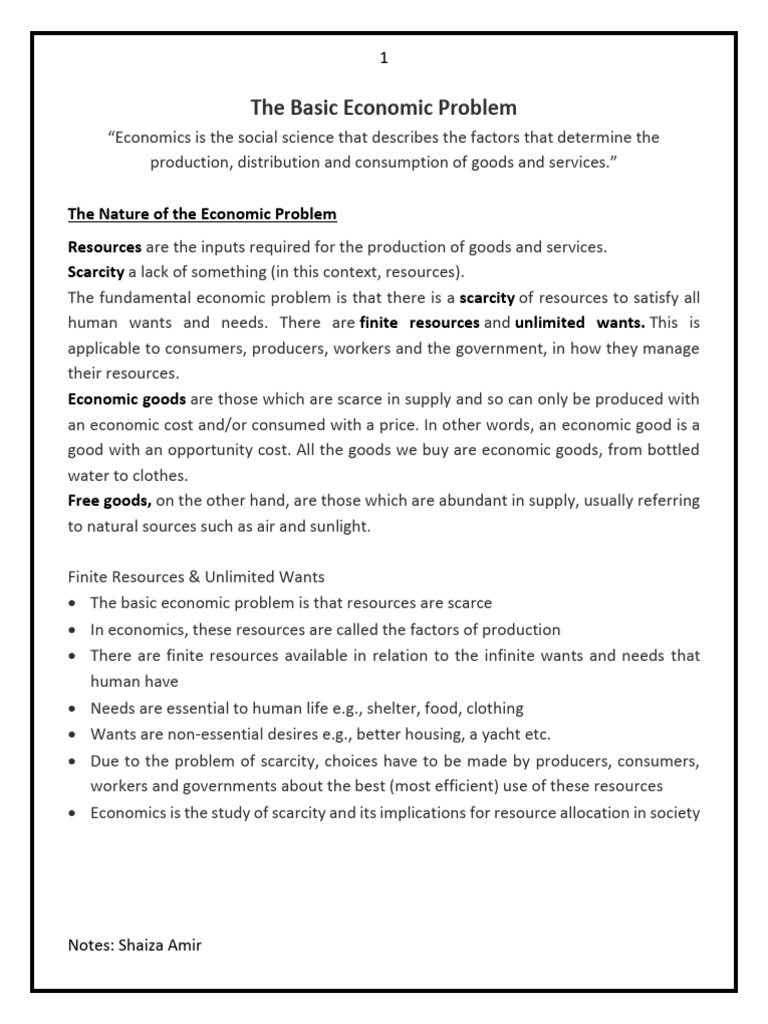 Understanding Economic Scarcity and Resources | PDF | Entrepreneurship ...