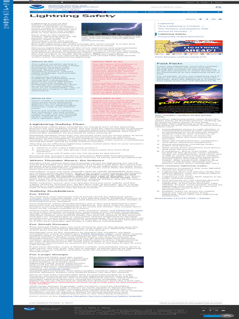 Lightning Safety Guidelines and Tips | PDF | National Weather Service ...