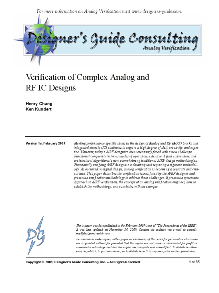 Verification of Complex Analog ICs | PDF | Integrated Circuit ...