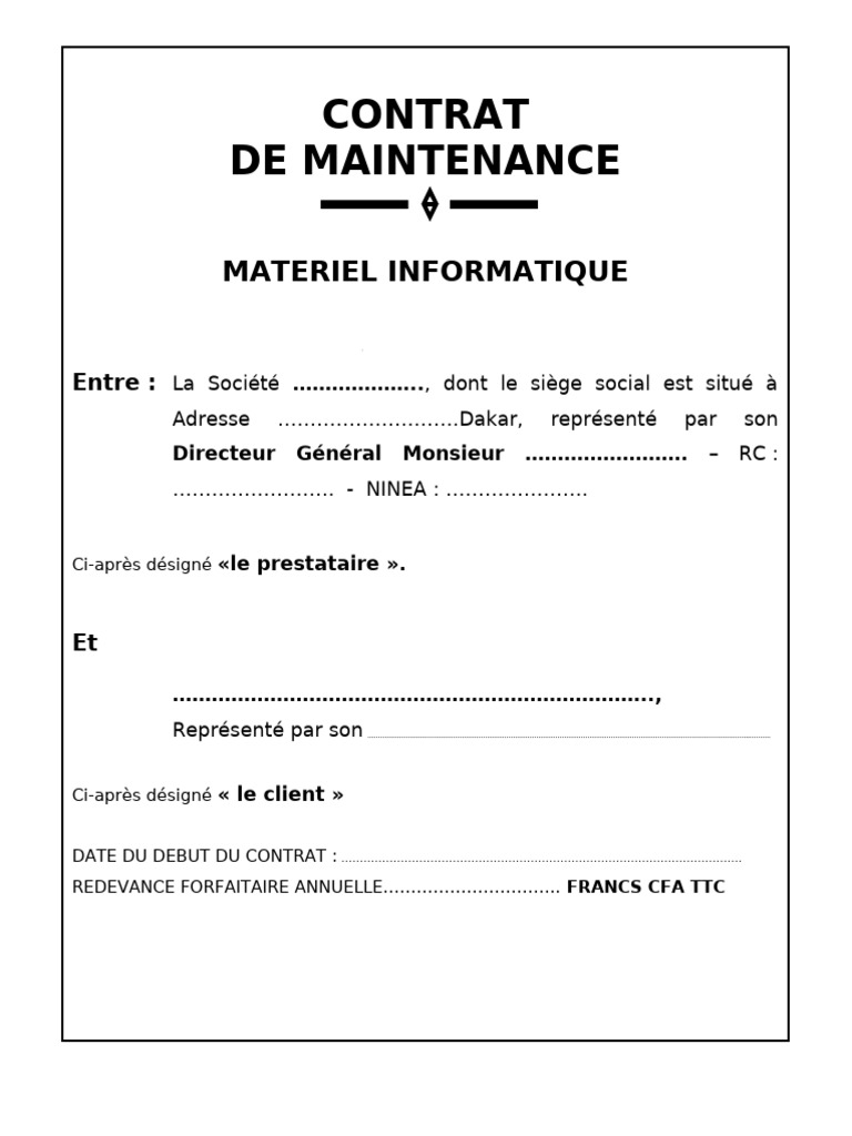 Contrat de Maintenance Informatique | PDF | Logiciel | Facture
