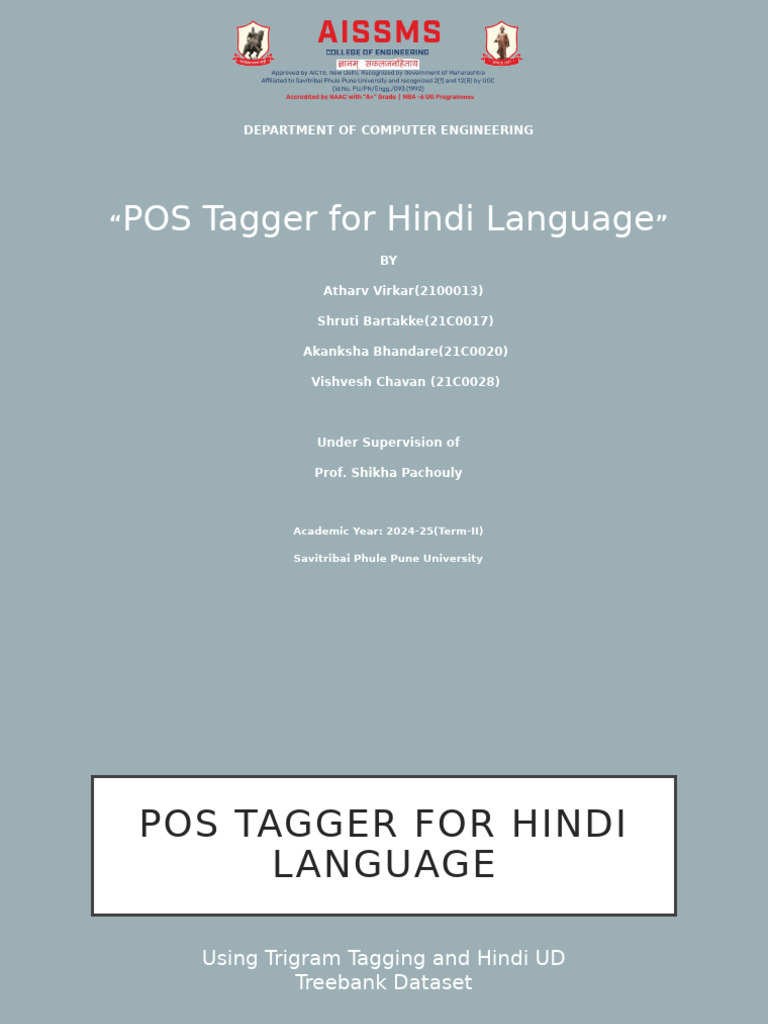 POS Tagger Hindi Presentation | PDF | Learning | Linguistics