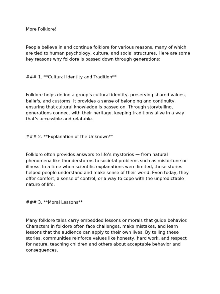 The Importance of Folklore in Culture | PDF | Storytelling | Folklore
