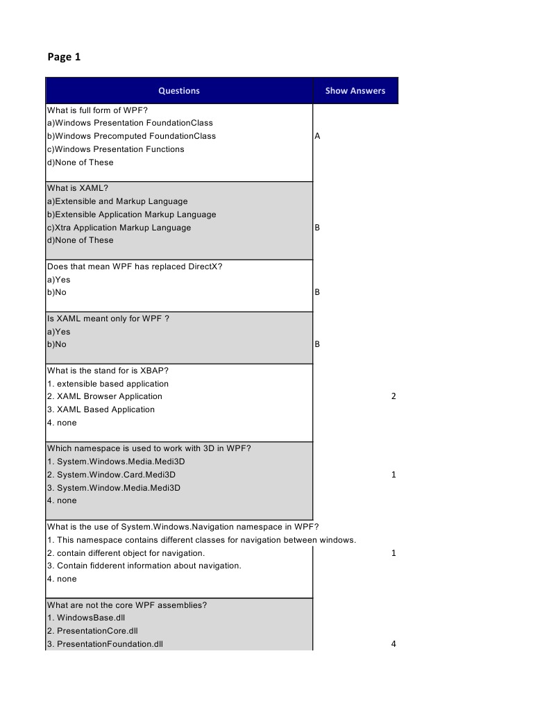 Questions Show Answers | PDF