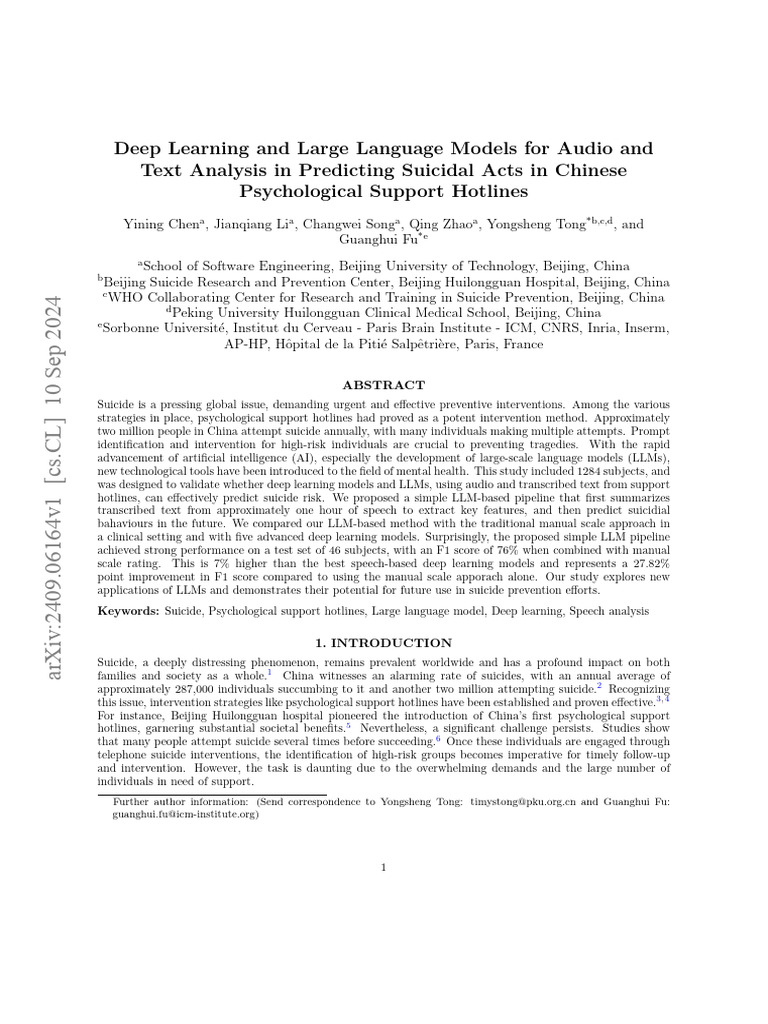 Predicting Suicide Risk with LLMs in China | PDF | Deep Learning