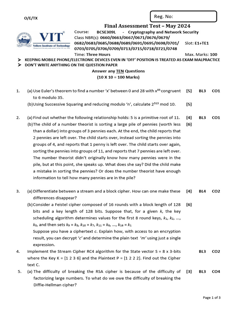 E1 Cipher Assessment - May 2024 | PDF | Encryption | Cipher
