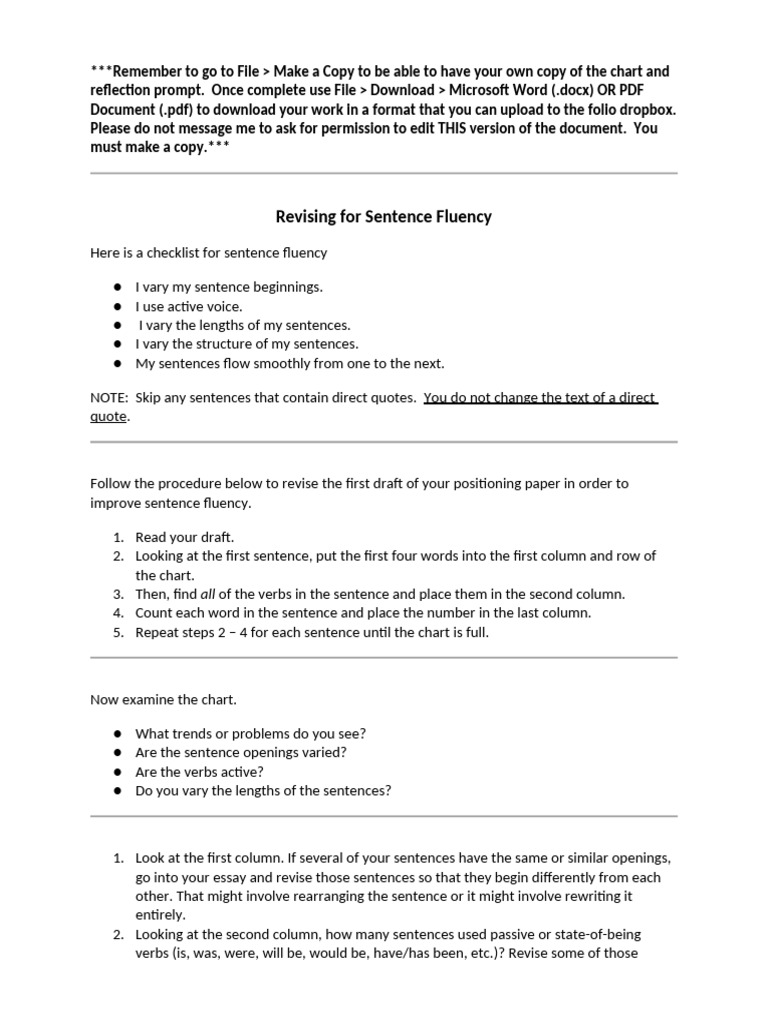 Enhancing Sentence Fluency Guide | PDF | Syntax | Linguistics