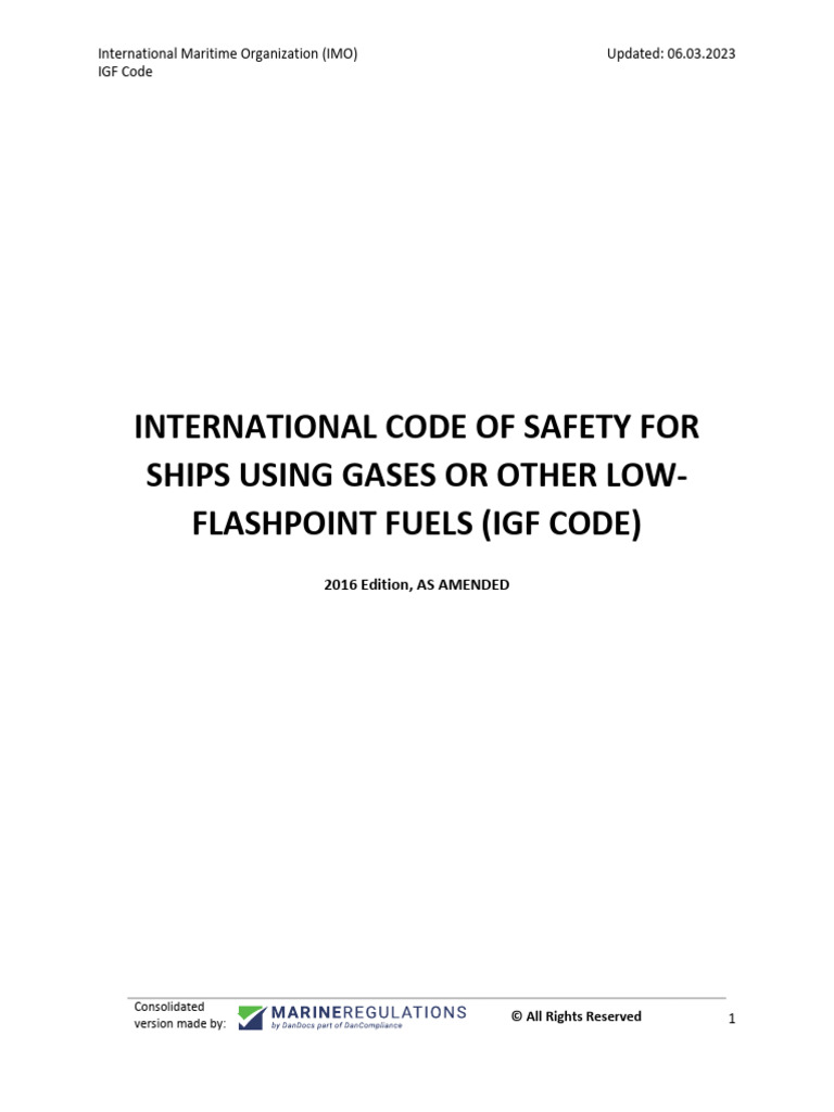 IGF Code: Safety for Low-Flashpoint Fuels | PDF | Safety | Pressure