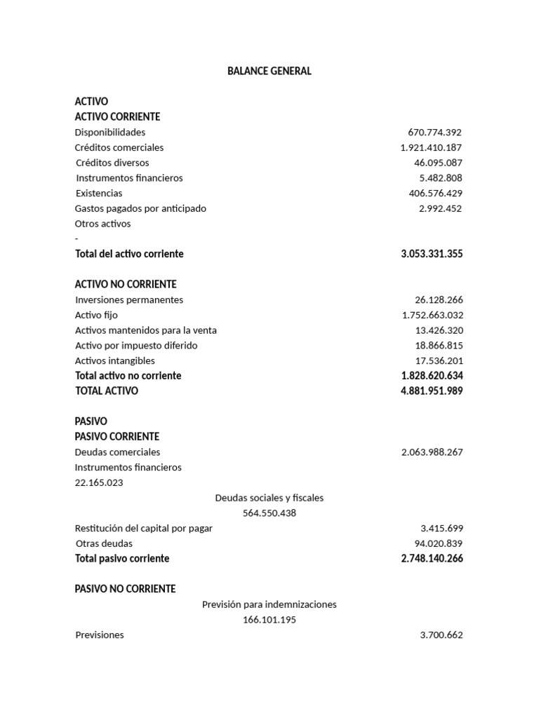 Balance General y Estado de Resultados | PDF | Hoja de balance | Valor neto