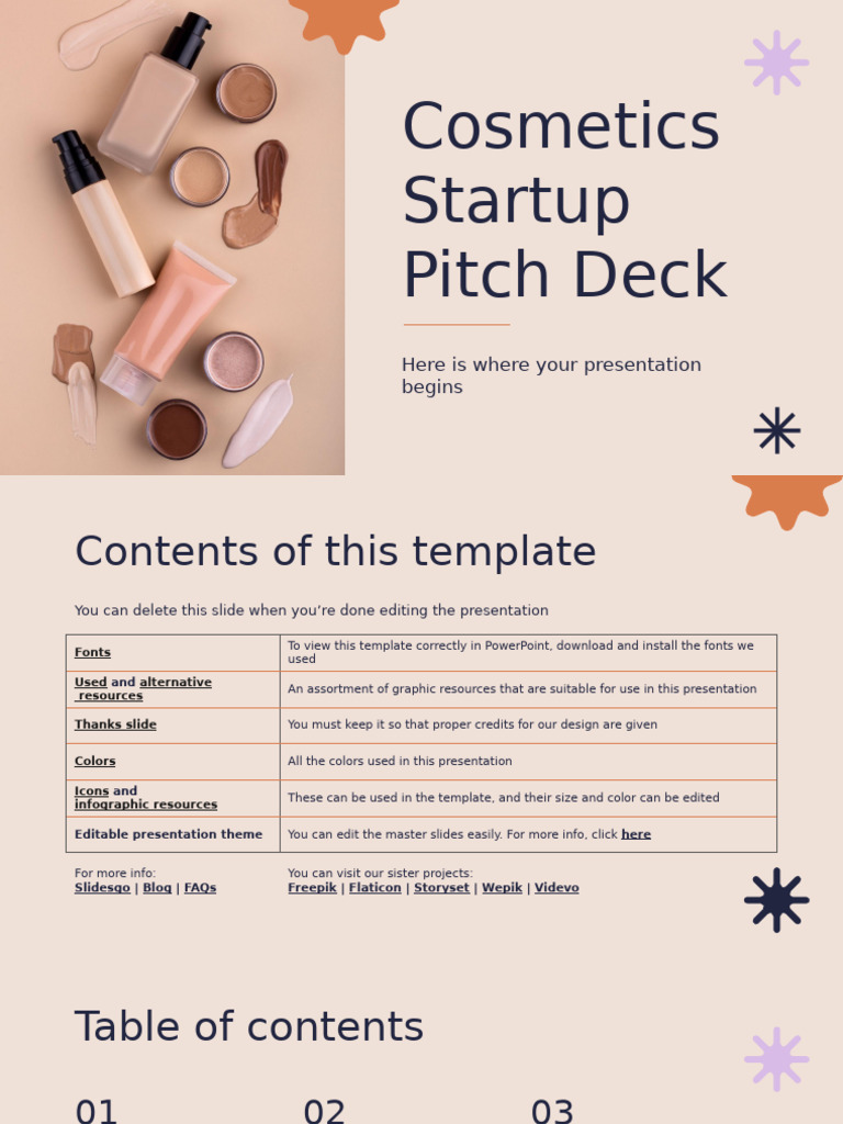 Cosmetics Startup Pitch Deck Guide | PDF | Market (Economics ...