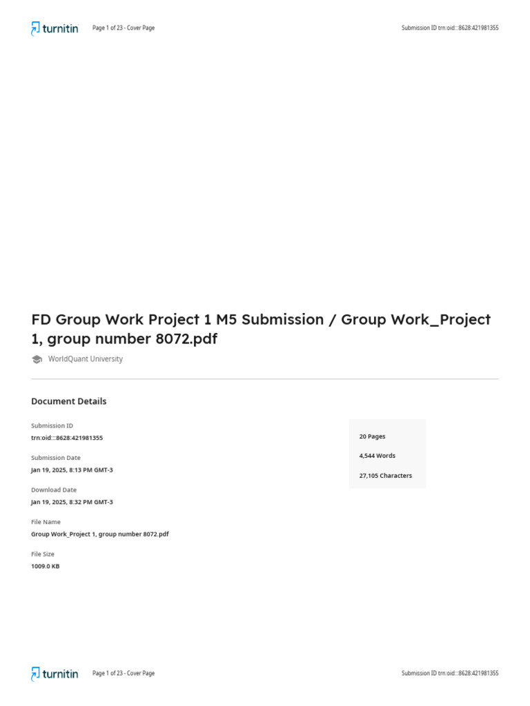 FD Group Work Project 1 M5 Submission / Group Work - Project 1, Group ...