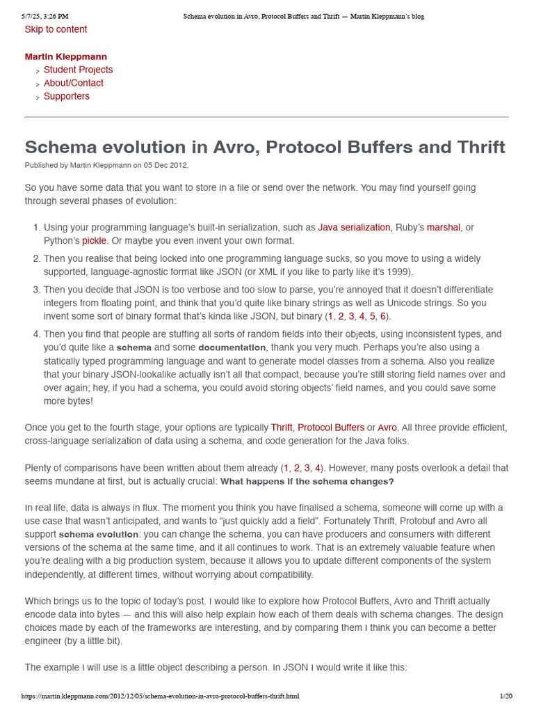 Schema Evolution in Avro, Protocol Buffers and Thrift - Martin ...