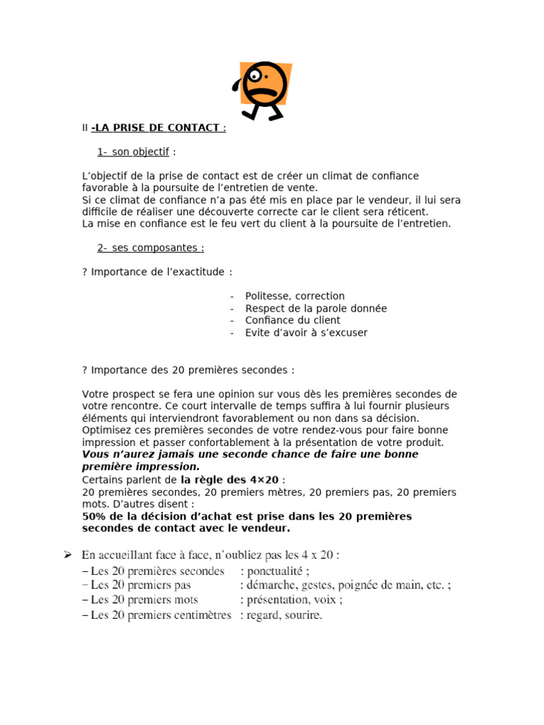 Optimiser la Prise de Contact en Vente | PDF