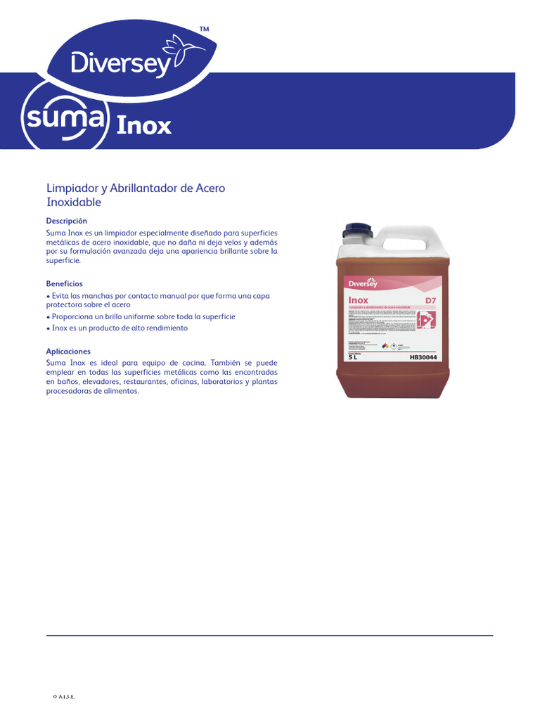 Limpiador Suma Inox para Acero Inoxidable | PDF