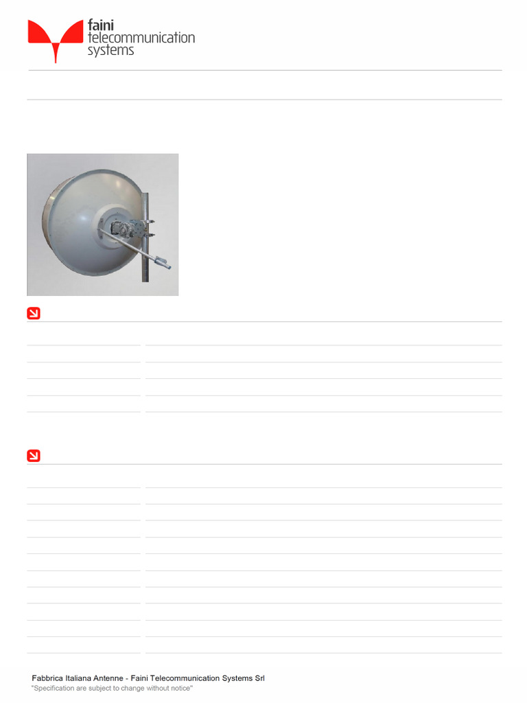 Antenna MW FAINI THP 18-071 DI WB | PDF | Radio Technology | Wireless