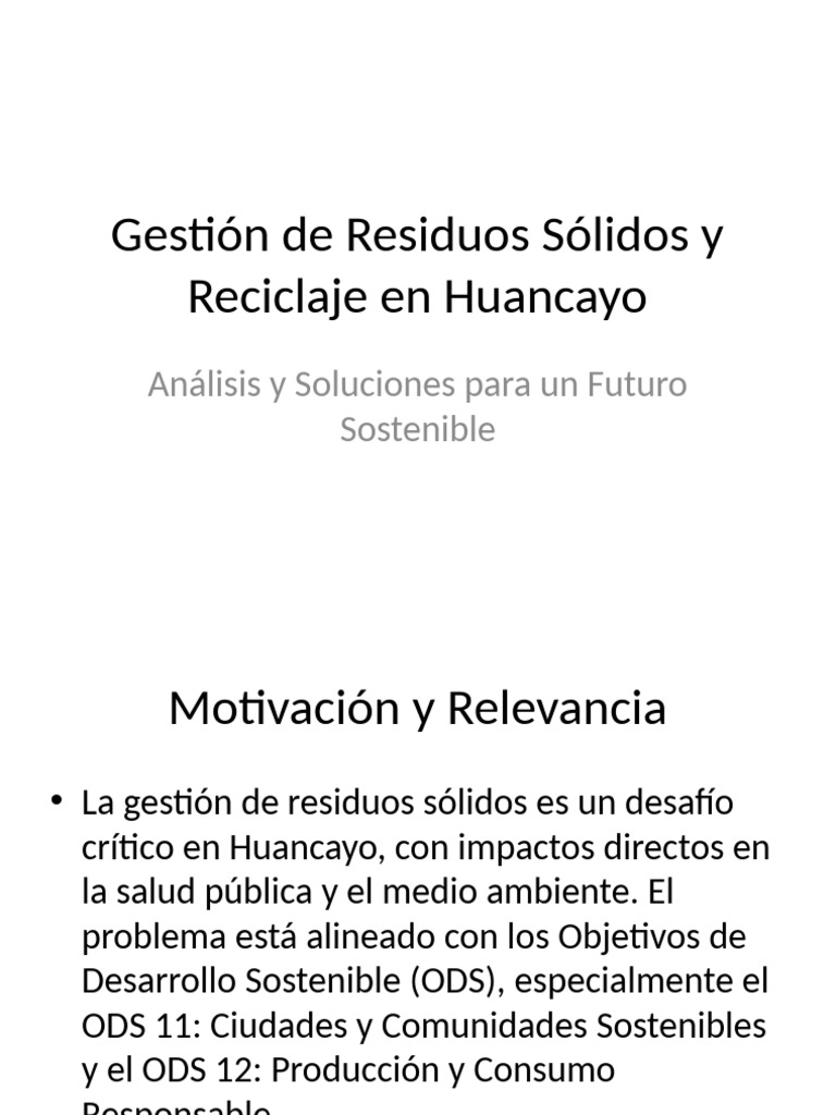 Gestión de Residuos y Reciclaje en Huancayo | PDF