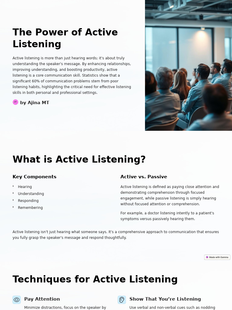 Mastering Active Listening Skills | PDF | Communication | Psychology