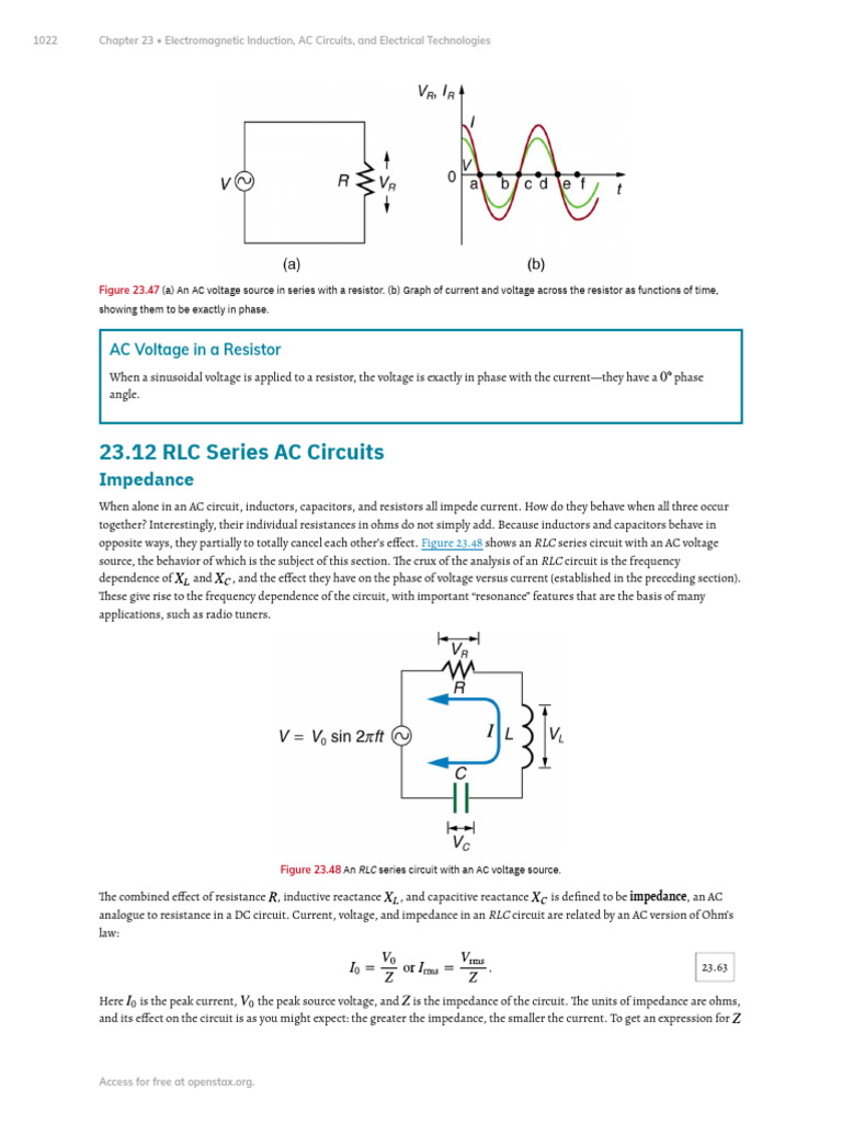 CP - 23.12. RLC Series AC Circuits - pg1022-1028 | PDF | Electrical ...