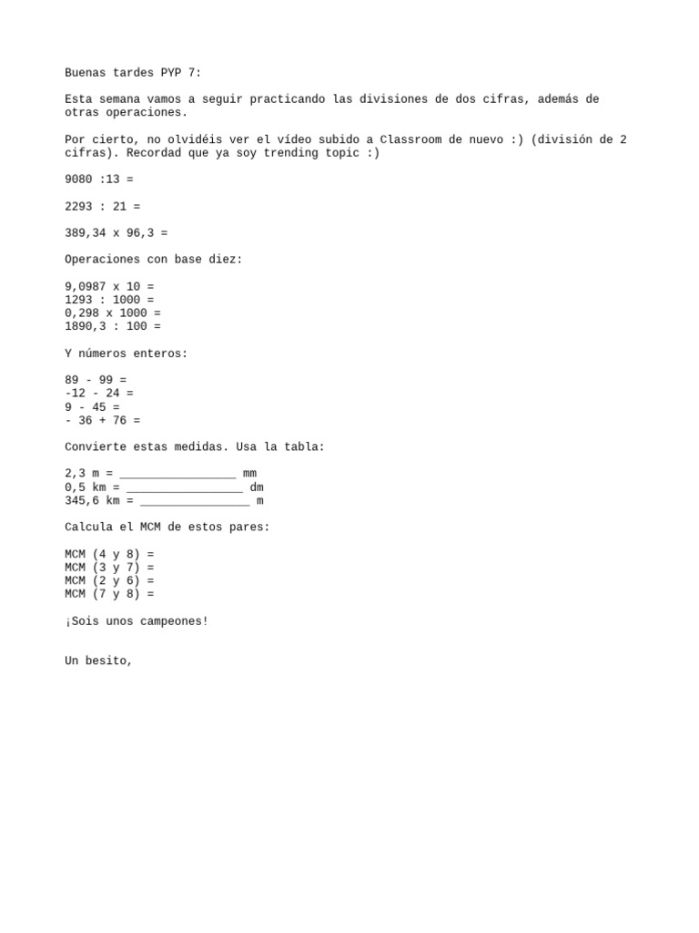 Práctica de Divisiones y Operaciones Matemáticas | PDF