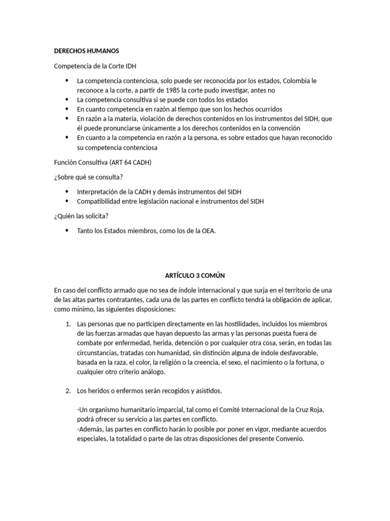 Competencias de la Corte IDH y DDHH | PDF | Derechos humanos | Justicia
