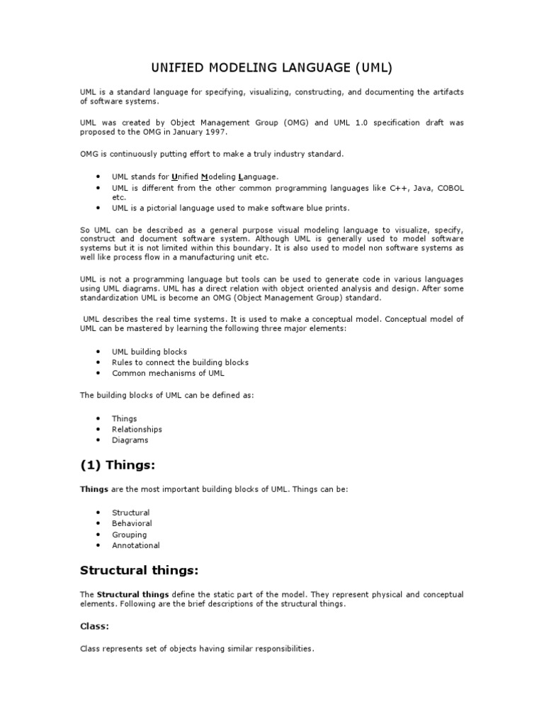Understanding Unified Modeling Language (UML) | PDF | Unified Modeling ...