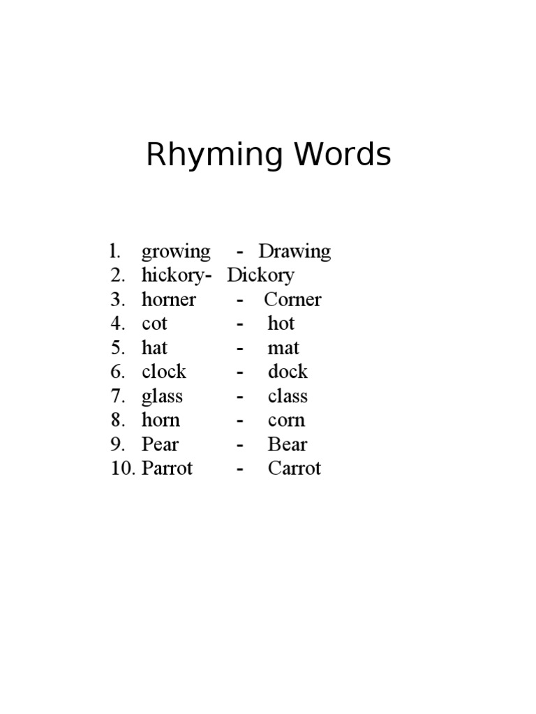 Rhyming Words | PDF | Poetry | Young Adult