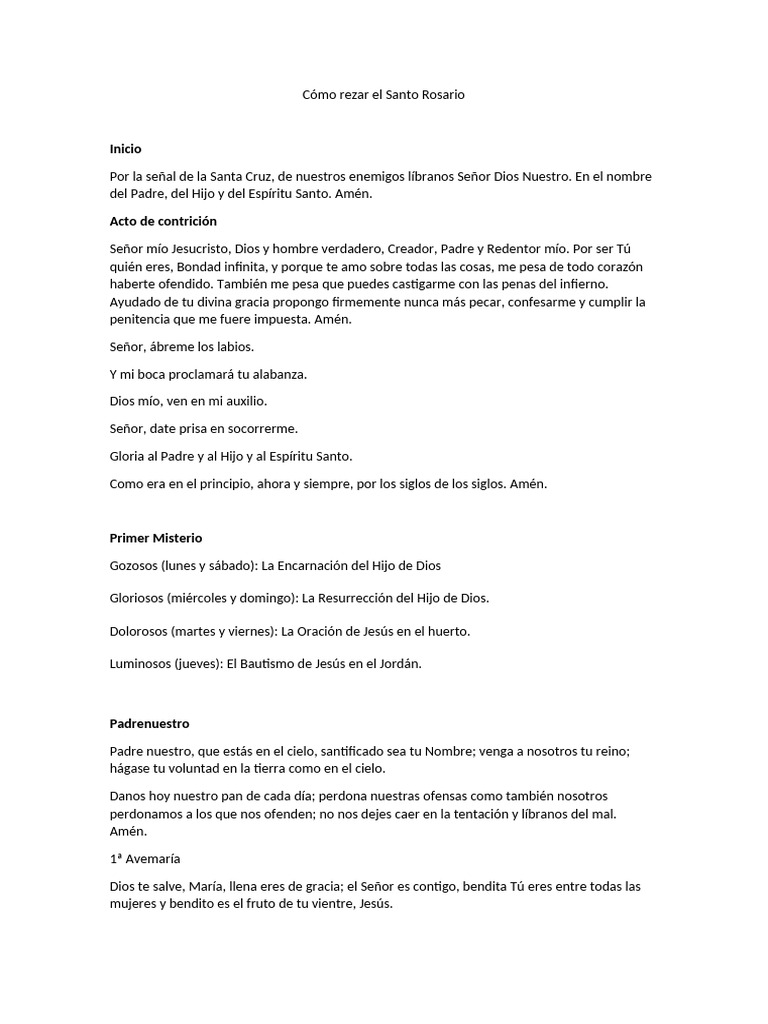 Cómo rezar el Santo Rosario | PDF | María, madre de Jesús | orador del ...