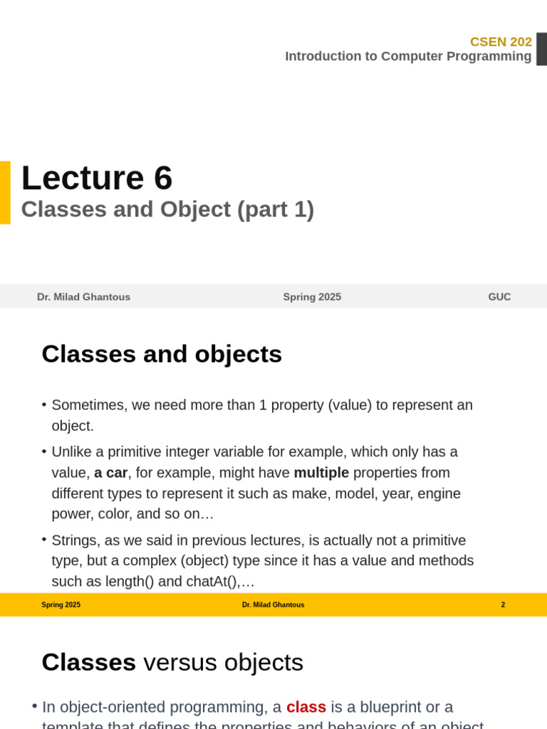 Classes and Objects in Java Programming | PDF | Constructor (Object ...