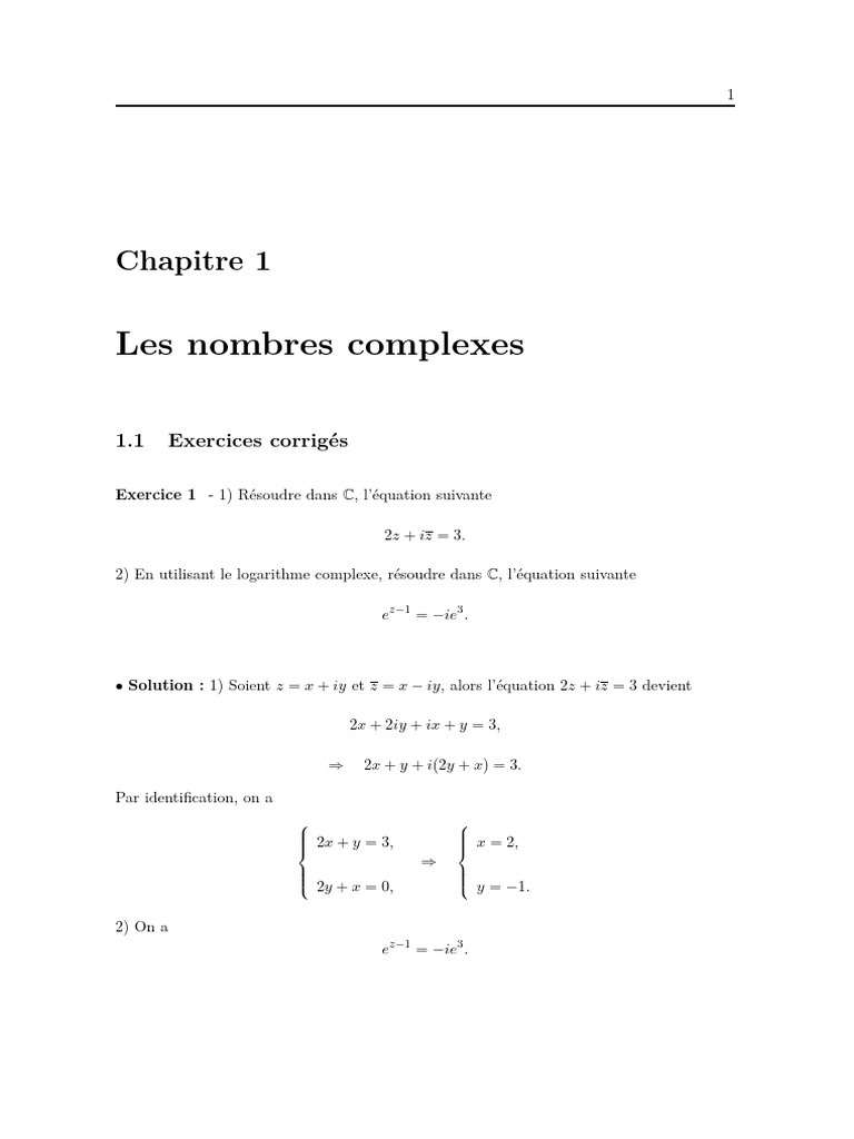 Exercices Corrigés d'Analyse Complexe | PDF | Objets mathématiques ...