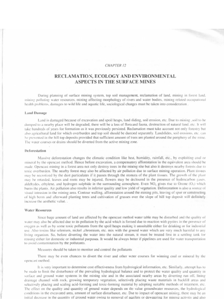 Strategies for Reclamation in Surface Mining | PDF | Coal | Groundwater
