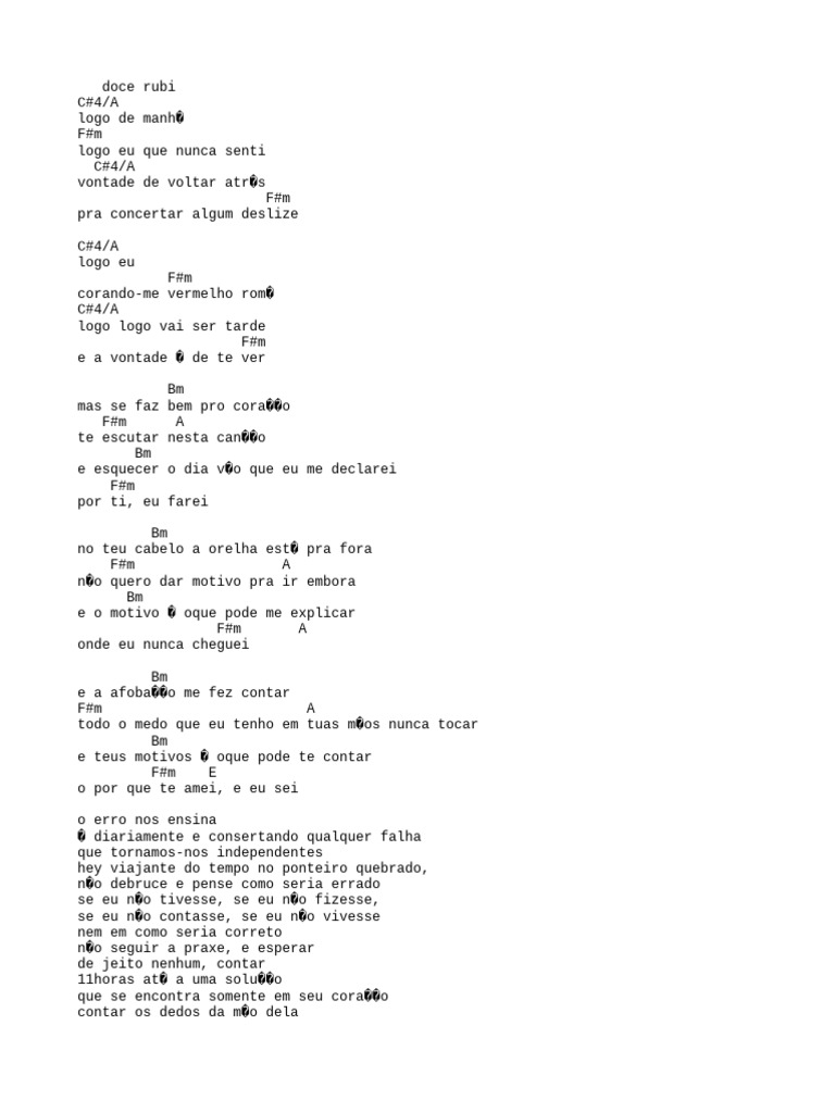 Letra de Música: Doce Rubi | PDF