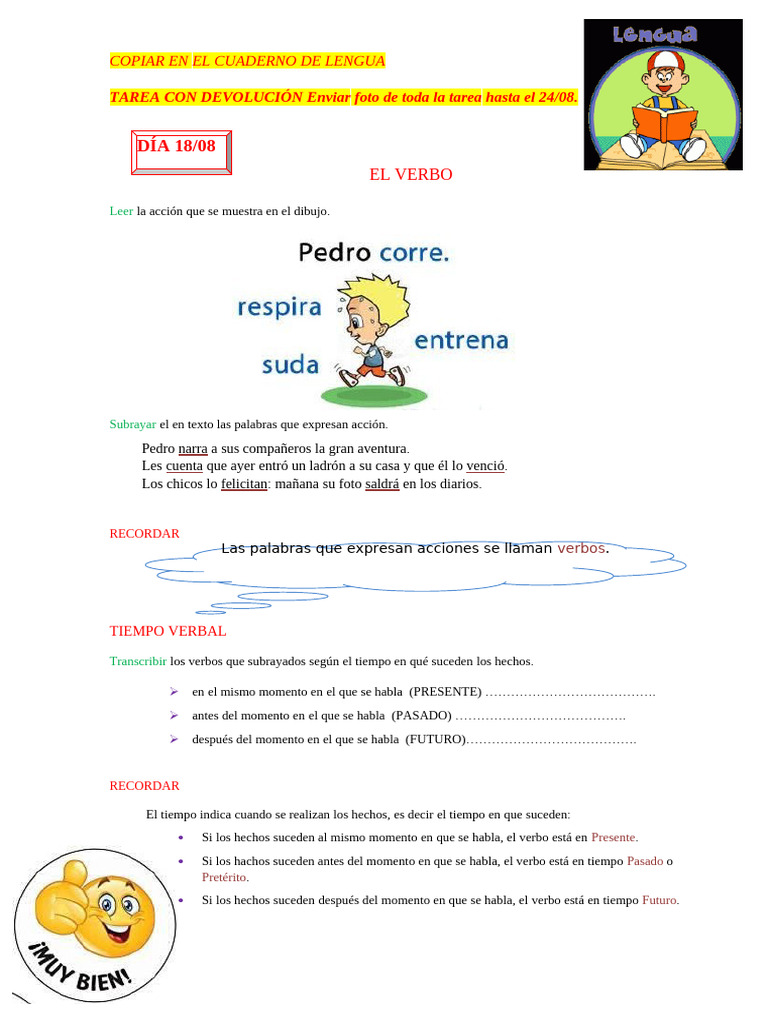 4° Lengua 19° Semana | PDF | Verbo | Mecánica del lenguaje