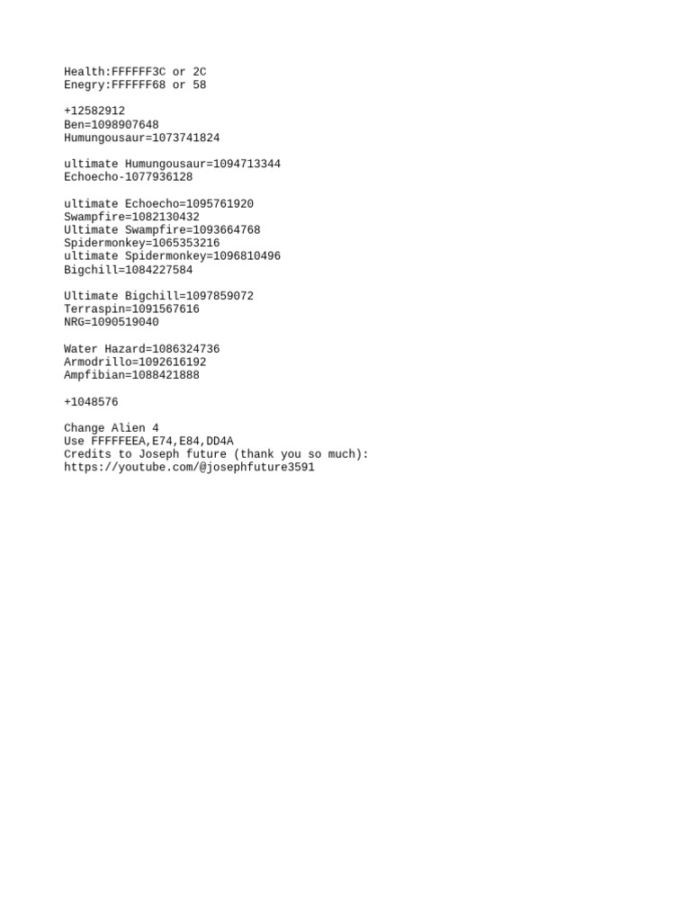 Ultimate Alien Cheat Codes Guide | PDF