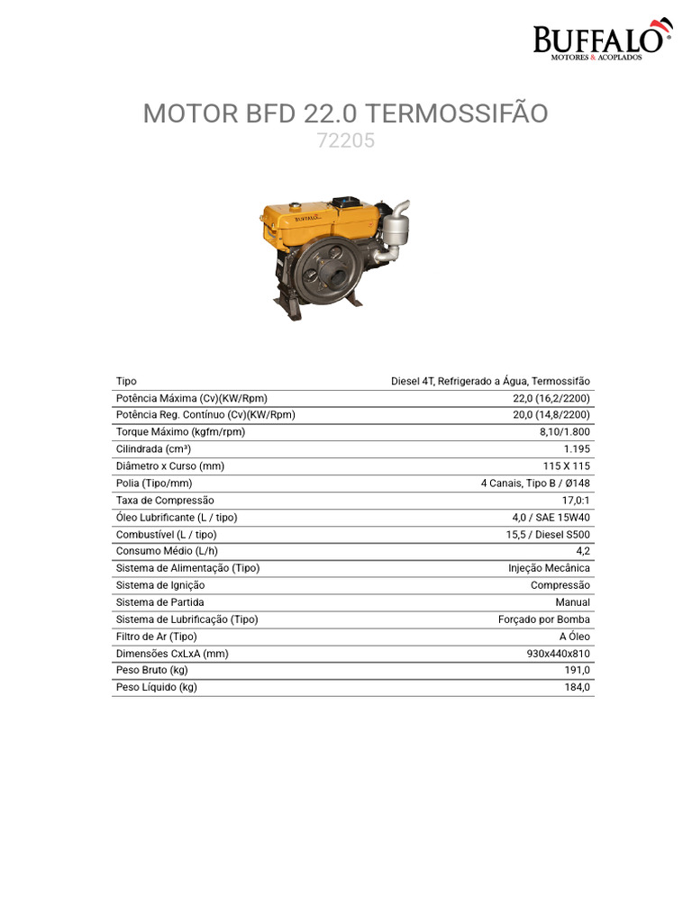 Motor BFD 22.0 Termossifão Diesel | PDF | Motores | Pistão