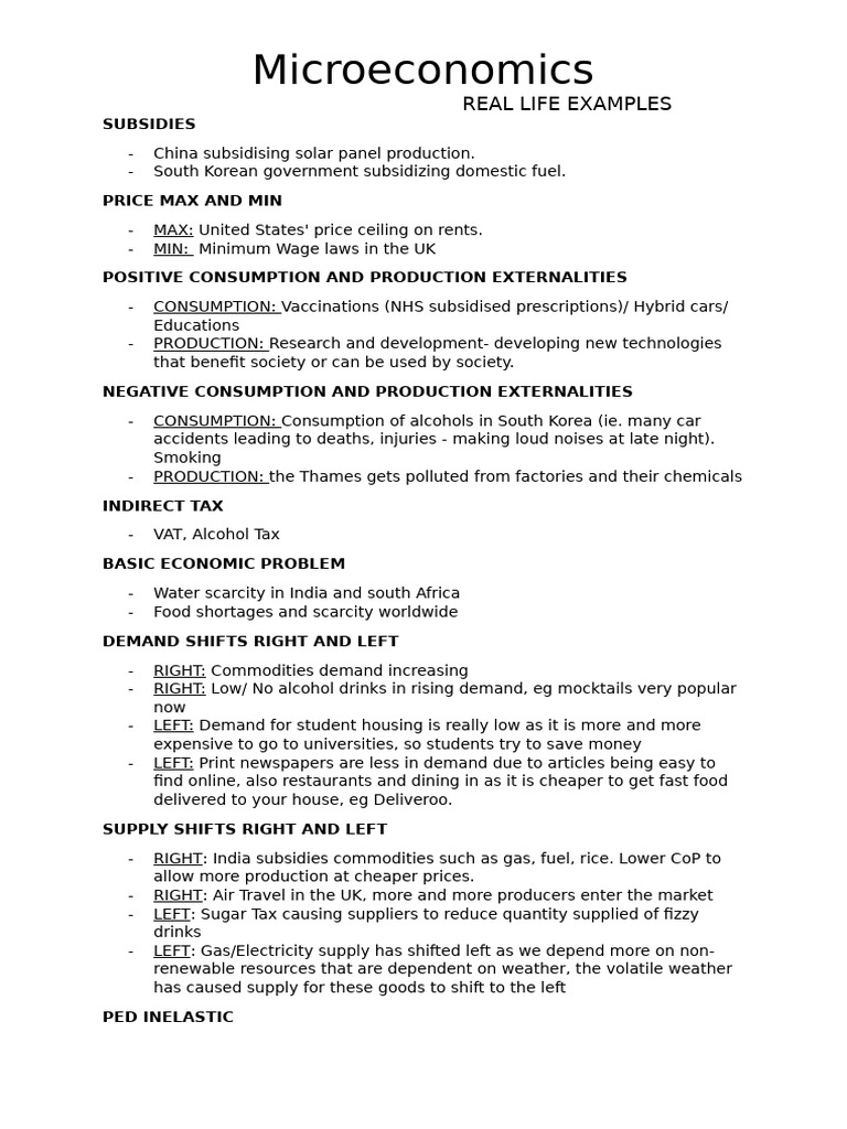 Microeconomics: Real-Life Examples Explained | PDF | Subsidy | Demand