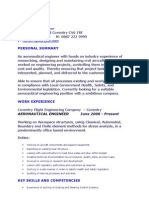 Aeronautical Engineer CV Sample