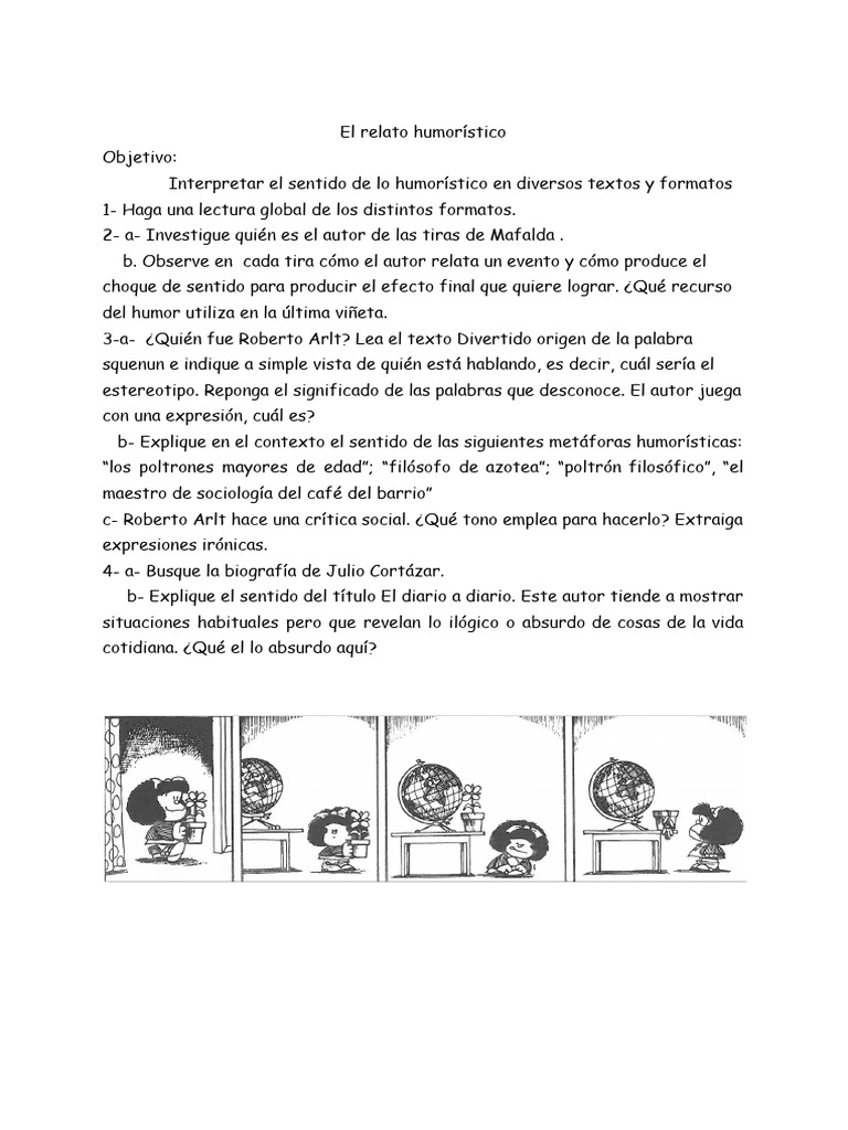 Humor en la literatura: Mafalda y Arlt | PDF | Humor