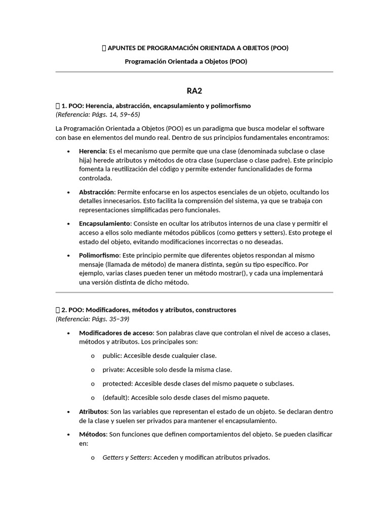 ? Apuntes de Programación Orientada A Objetos | PDF | Herencia ...
