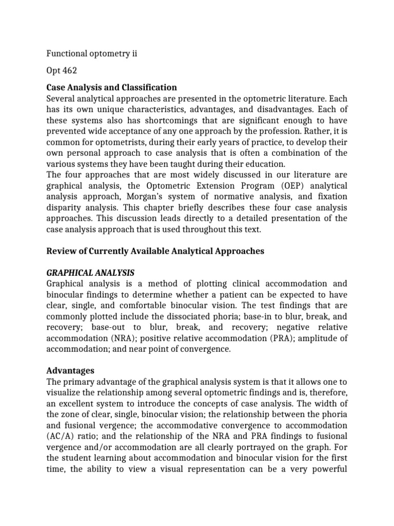 Optometric Case Analysis Methods | PDF | Senses | Ophthalmology