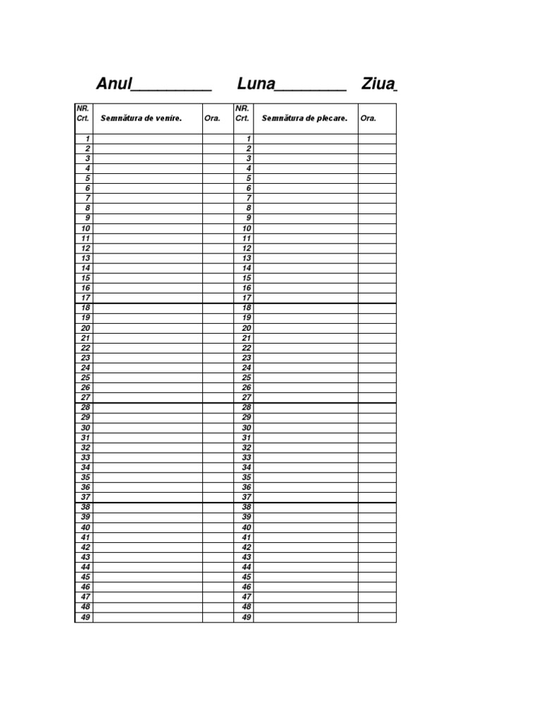 Condica de Prezenta Excel | PDF