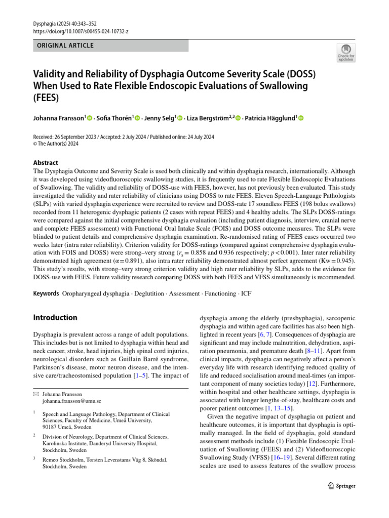 DOSS To Rate FEEVS Article (2025) | PDF | Clinical Medicine | Medical ...