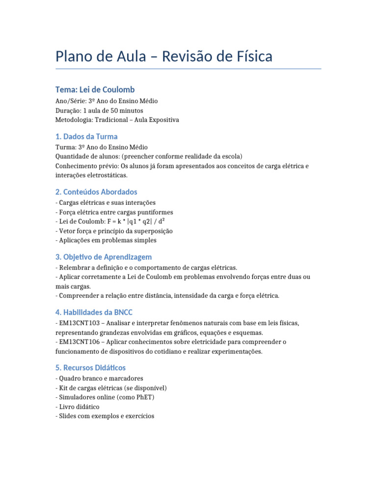 Aula sobre a Lei de Coulomb | PDF | Eletricidade | Carga elétrica