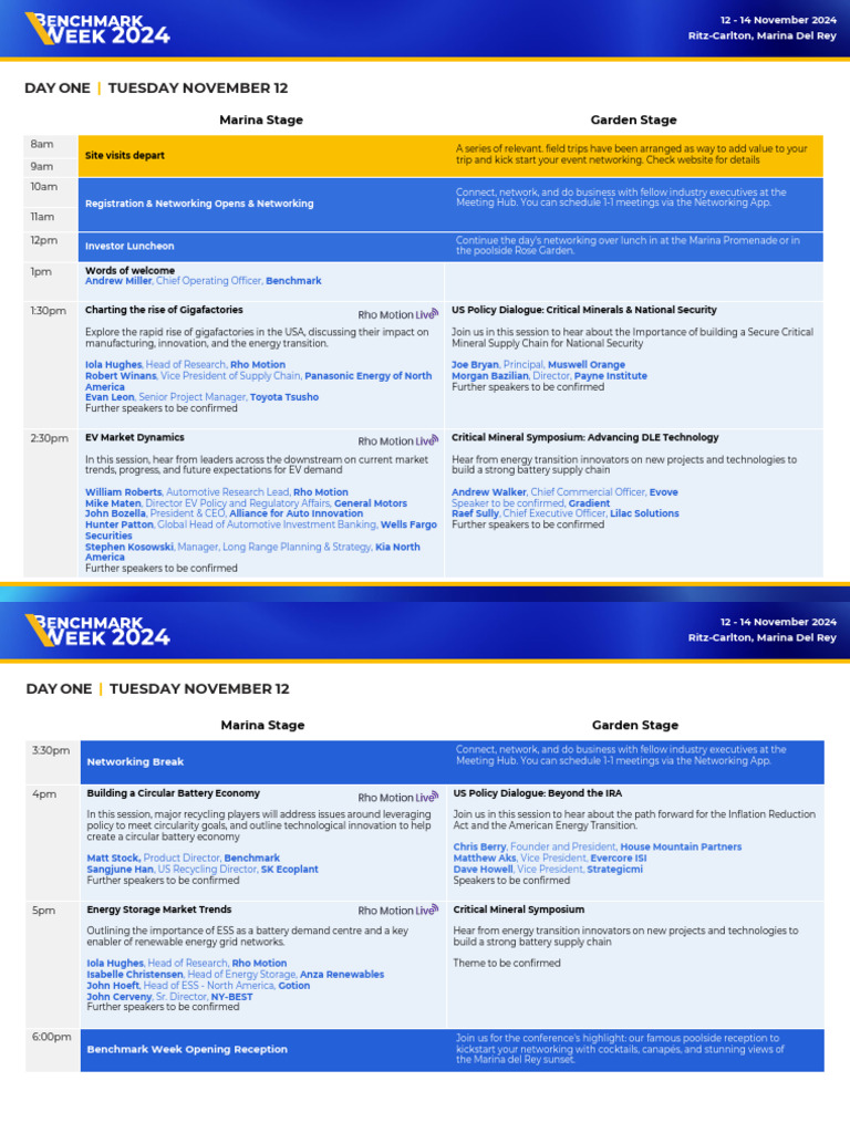 Benchmark Week 2024 Agenda Overview | PDF