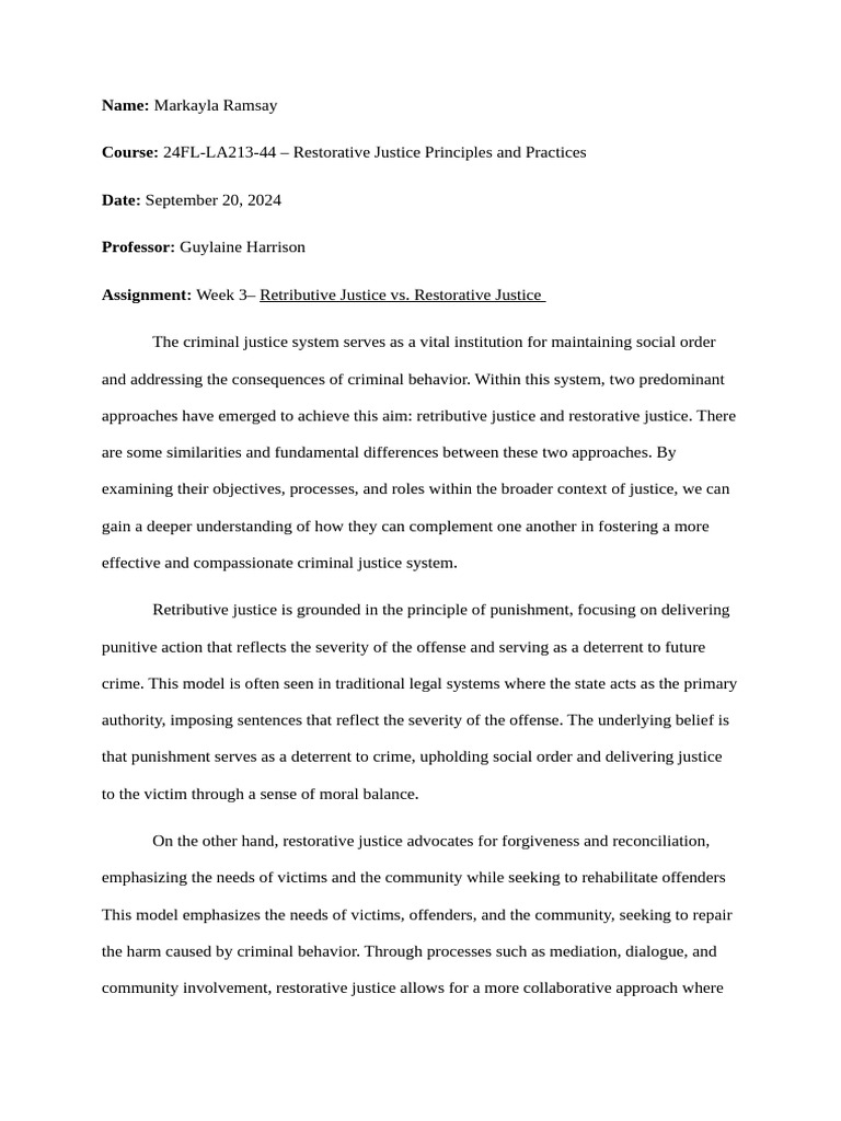 Three Principles of Restorative Justice | PDF | Restorative Justice ...