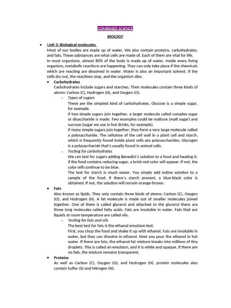 Essential Biological Molecules and Nutrition | PDF | Gases | Photosynthesis