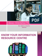 Library Orientation Program: Ms. Madhura Deodhar Librarian