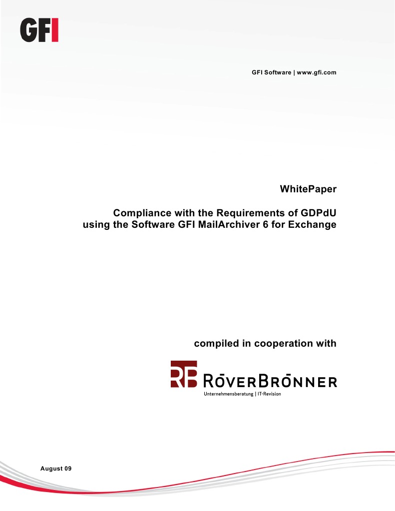 GDPdU Compliance with GFI MailArchiver | PDF | Email | Databases