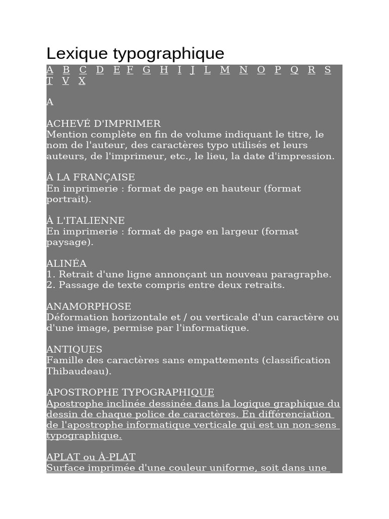 Lexique de la typographie | PDF | Impression | Typographie
